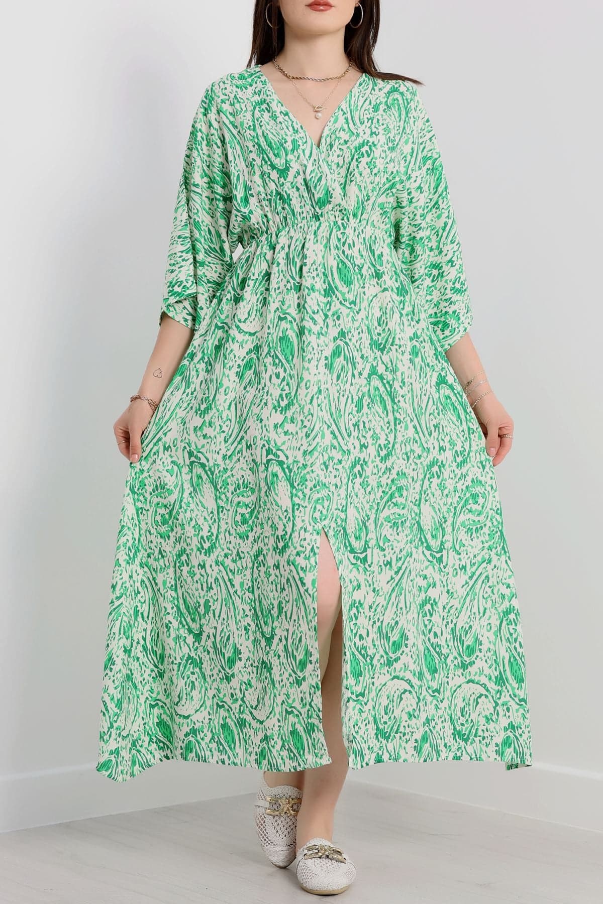 Kruvaze Yaka Desenli Elbise Benetton  - 90354.1247.