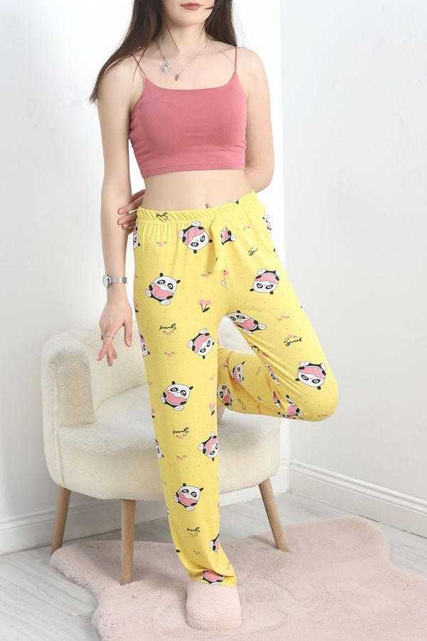 Desenli Milan Kumaş Pijama Altı Sarı - 60240.1878.