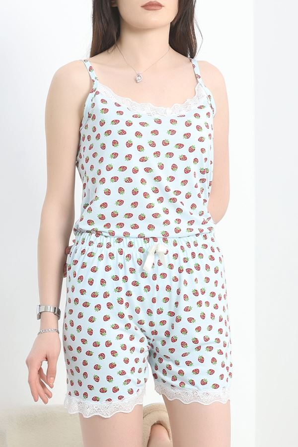 Dantelli Viskon Şortlu Pijama Takımı Bebemavi - 50387.1050.