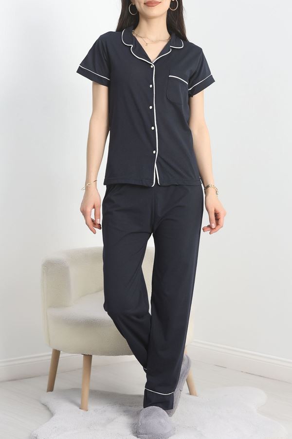 Düğmeli Süprem Pijama Takımı Koyulaci - 30320.1048.