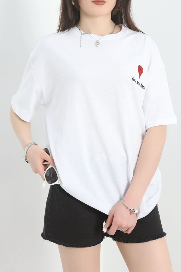 Baskılı Oversize Tişört Beyaz1 - 40649.1872.