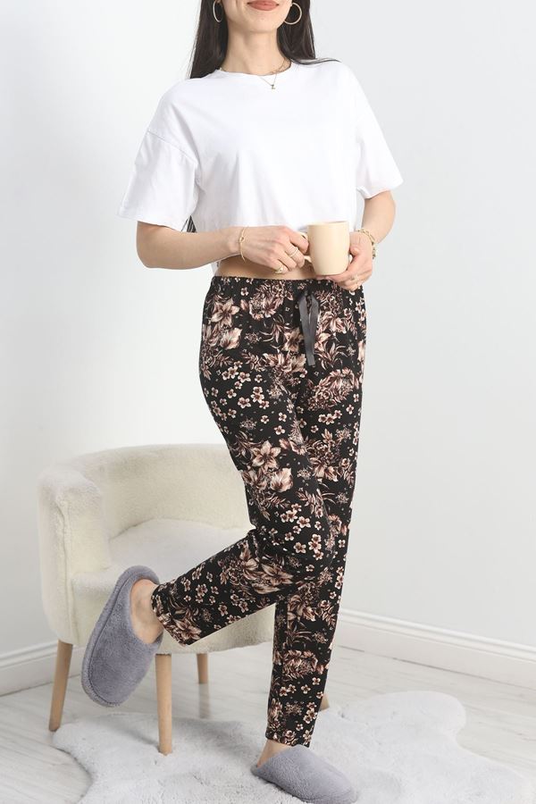 Ring Viskon Pijama Altı Siyahkahve - 50420.1928.