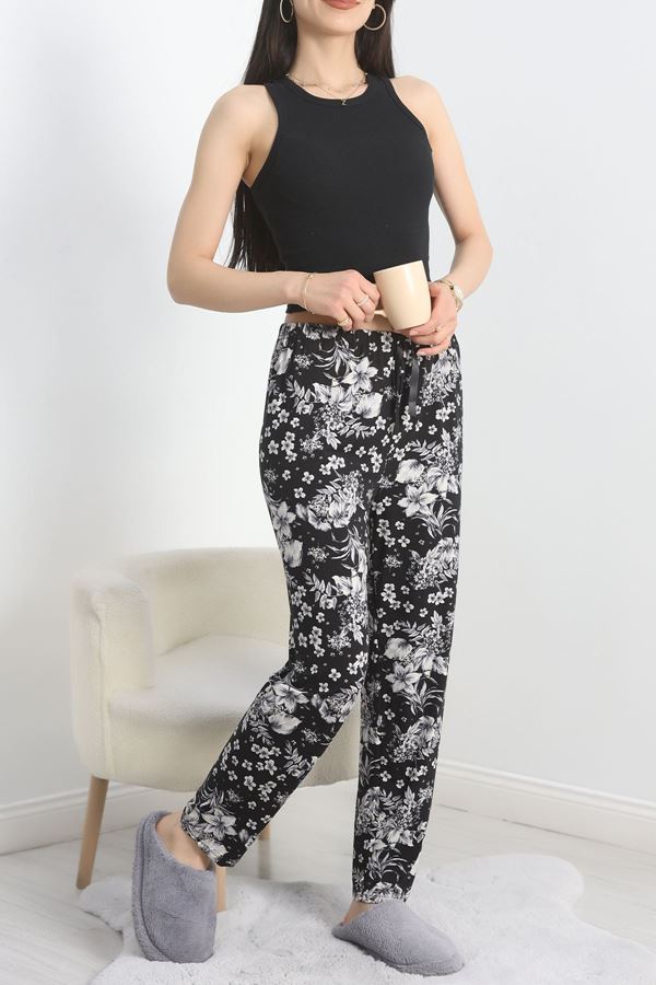 Ring Viskon Pijama Altı Siyahgri - 50420.1928.