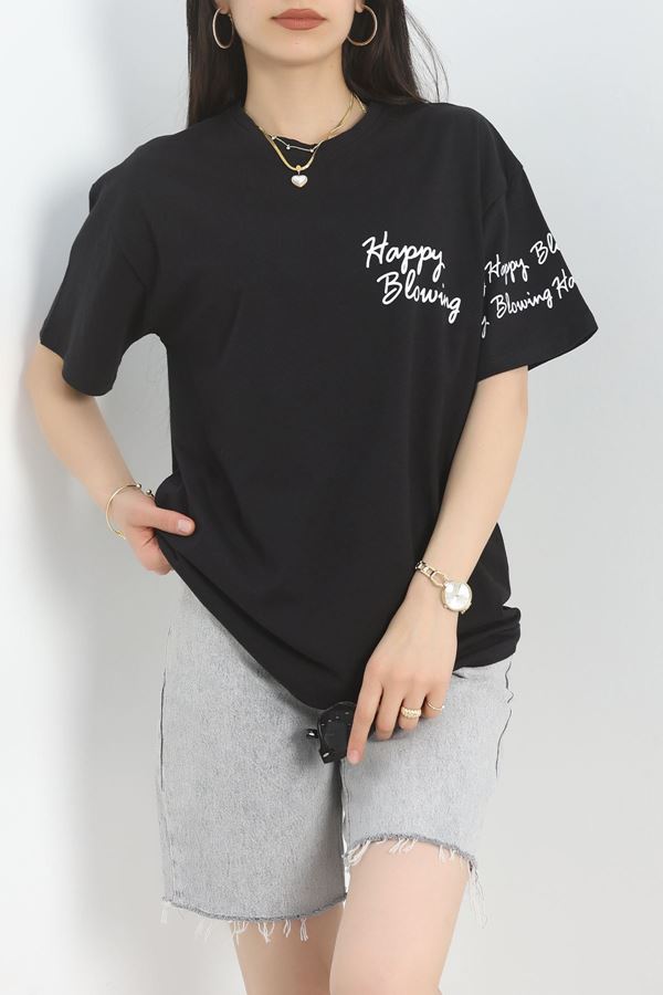 Baskılı Oversize Tişört Siyahbeyaz6 - 40637.1872.