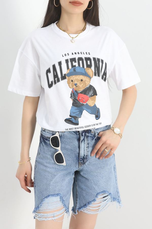 Baskılı Oversize Tişört Beyazindigo - 40649.1872.