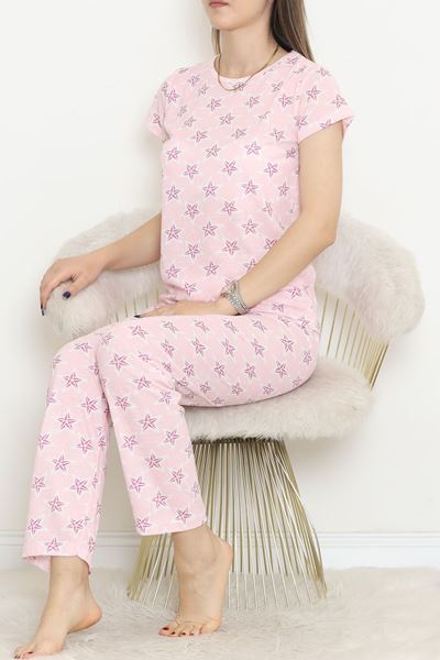 Desenli Pijama Takımı Pembelibeyaz - 130.1287.
