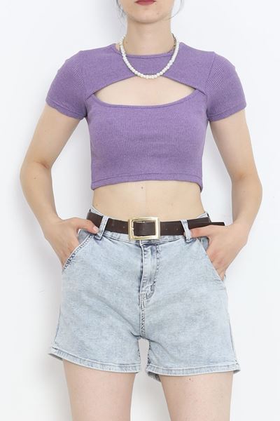 Dekolteli Crop Body Mor - 4121.1567.