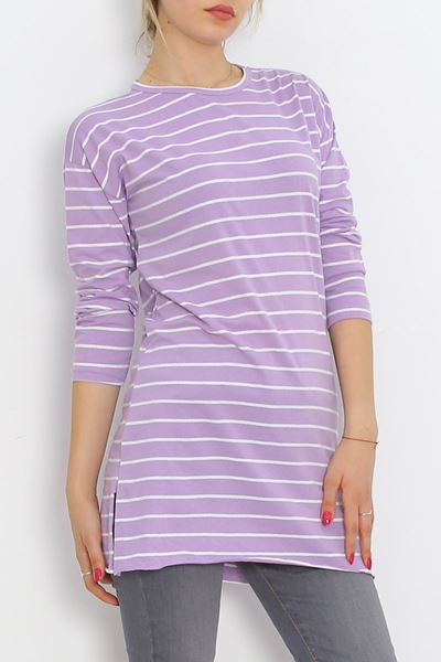 Çizgili Tunik Lila - 11313.1567.