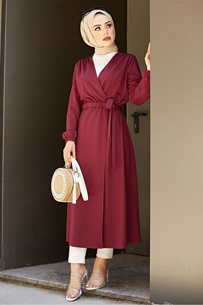 Tünel Kemer Detay Kimono Bordo - 10074.1778.