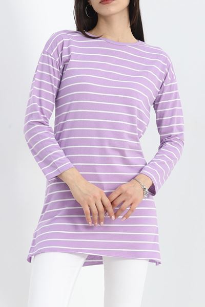 Çizgili Tunik Lila - 11313.1567.