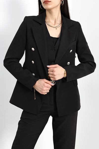 Gold Düğmeli Blazer Ceket Siyah - 912.1247.