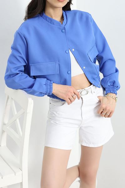 Bel Lastikli Bomber Ceket Mavi - 775.1247.