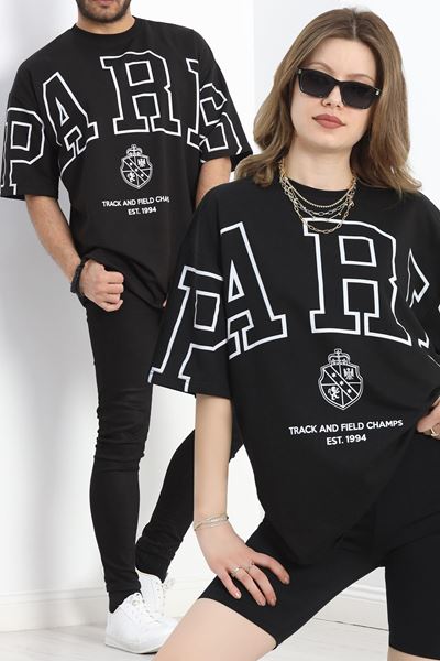 Unisex Oversize 2 İplik Tişört Siyah - 30246.336.