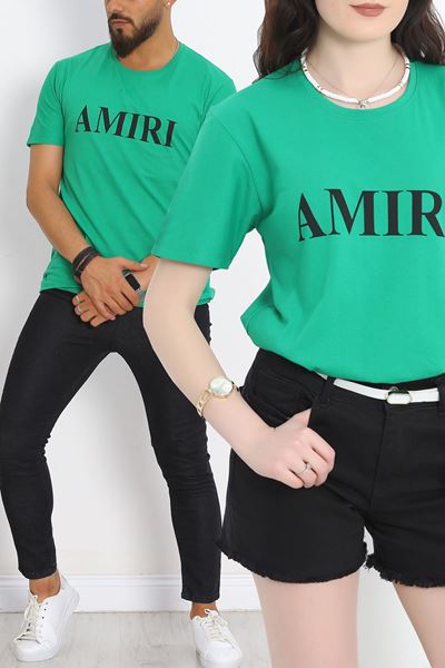 Baskılı Oversize Tişört Açıkyeşil - 17375.1778.