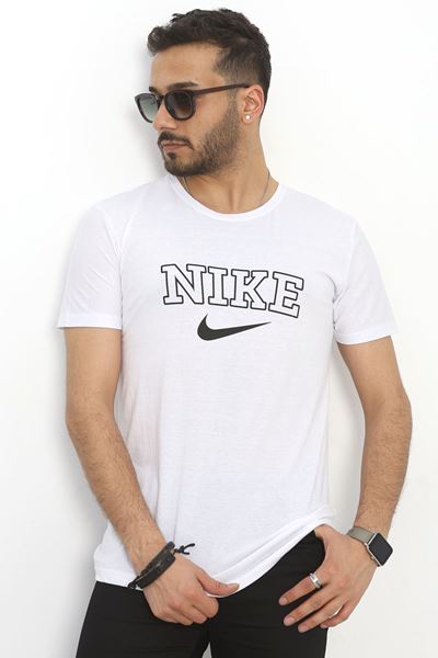 Baskılı Erkek Tişört Beyaz - 20405.1778.