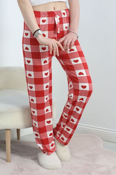 Desenli Milan Kumaş Pijama Altı Kırmızıbeyaz - 60240.1878.