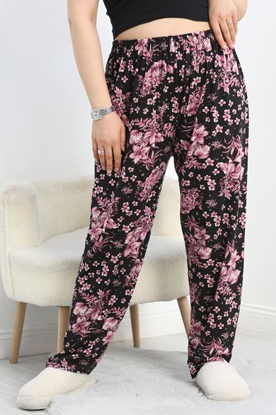 Büyük Beden Viskon Pijama Altı Siyahmor - 40410.1929.