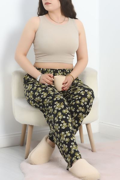 Büyük Beden Viskon Pijama Altı Yeşilsiyah - 40410.1929.