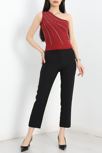 Taş Detaylı Bluz Bordo - 70059.599.