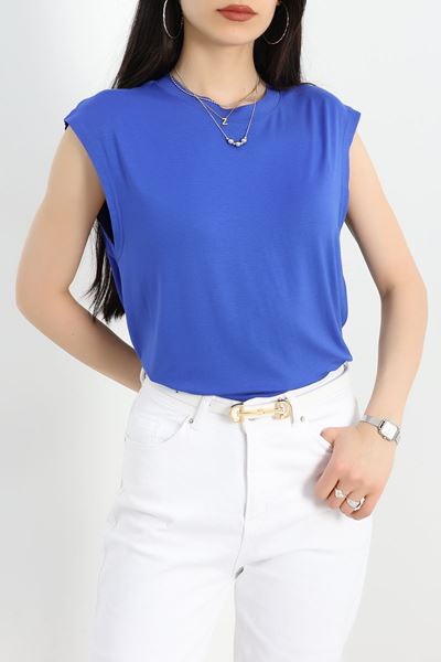 Kolsuz Viskon Bluz Mavi - 40673.1095.