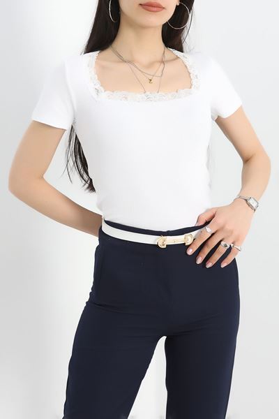 Kare Yaka Dantelli Body Beyaz - 70062.599.