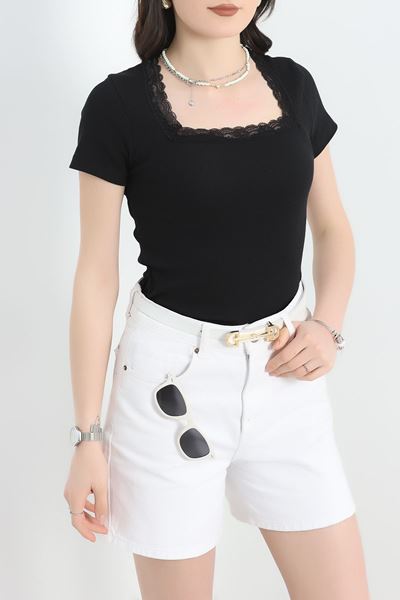 Dantel Detay Crop Body Siyah - 70054.599.