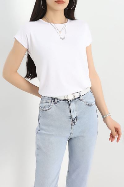 Taşlı Bluz Beyaz - 20755.599.