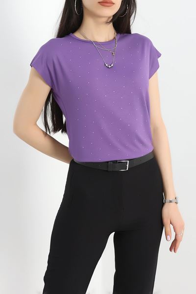 Taşlı Bluz Lila - 20755.599.