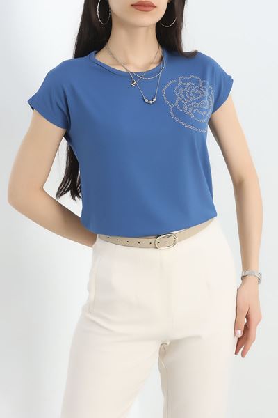 Taş Detay Viskon Bluz İndigo - 40646.599.