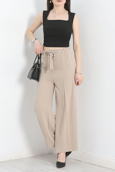 Ayrobin Kumaş Çımalı Lastikli Pantolon Taş - 30405.904.